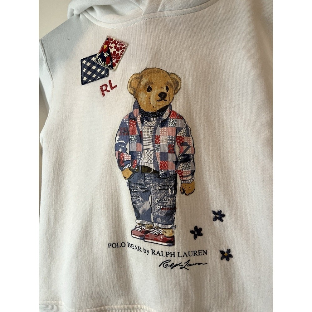 Ralph Lauren Polo Bear White Hoodie Womans‎ XS 160/84A Limited Edition VHTF Rare - Picture 2 of 6
